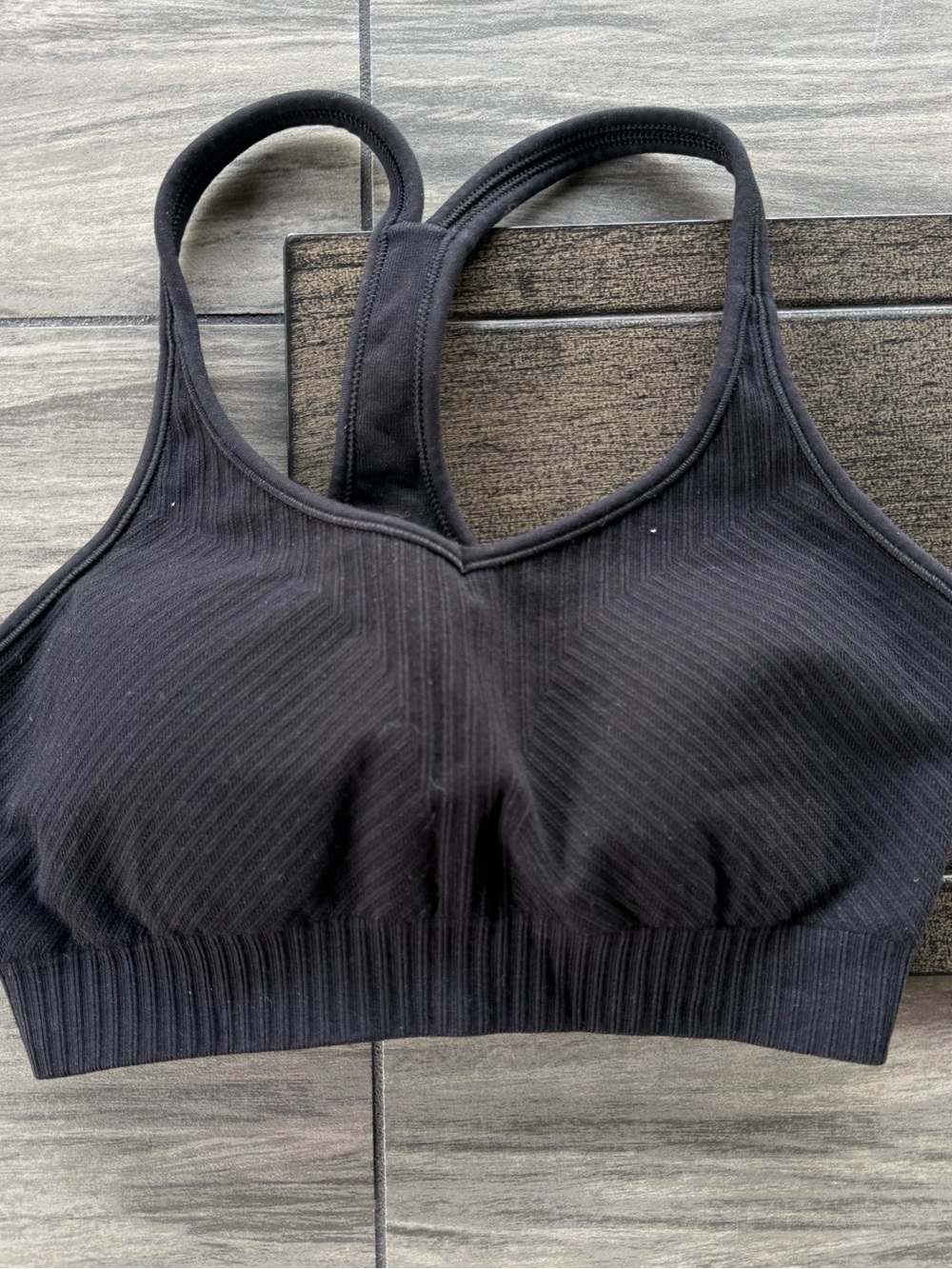 Athleta Black Seamless Racerback Sports Bra